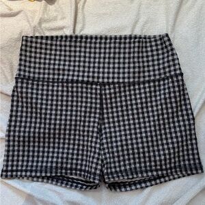Aerie Black & White Gingham 3inch Bike Shorts